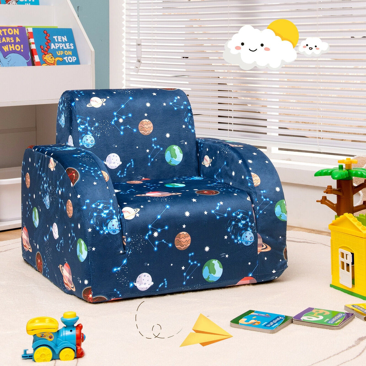 3-in-1 Convertible Kid Sofa Bed Flip-Out Chair Lounger for Toddler