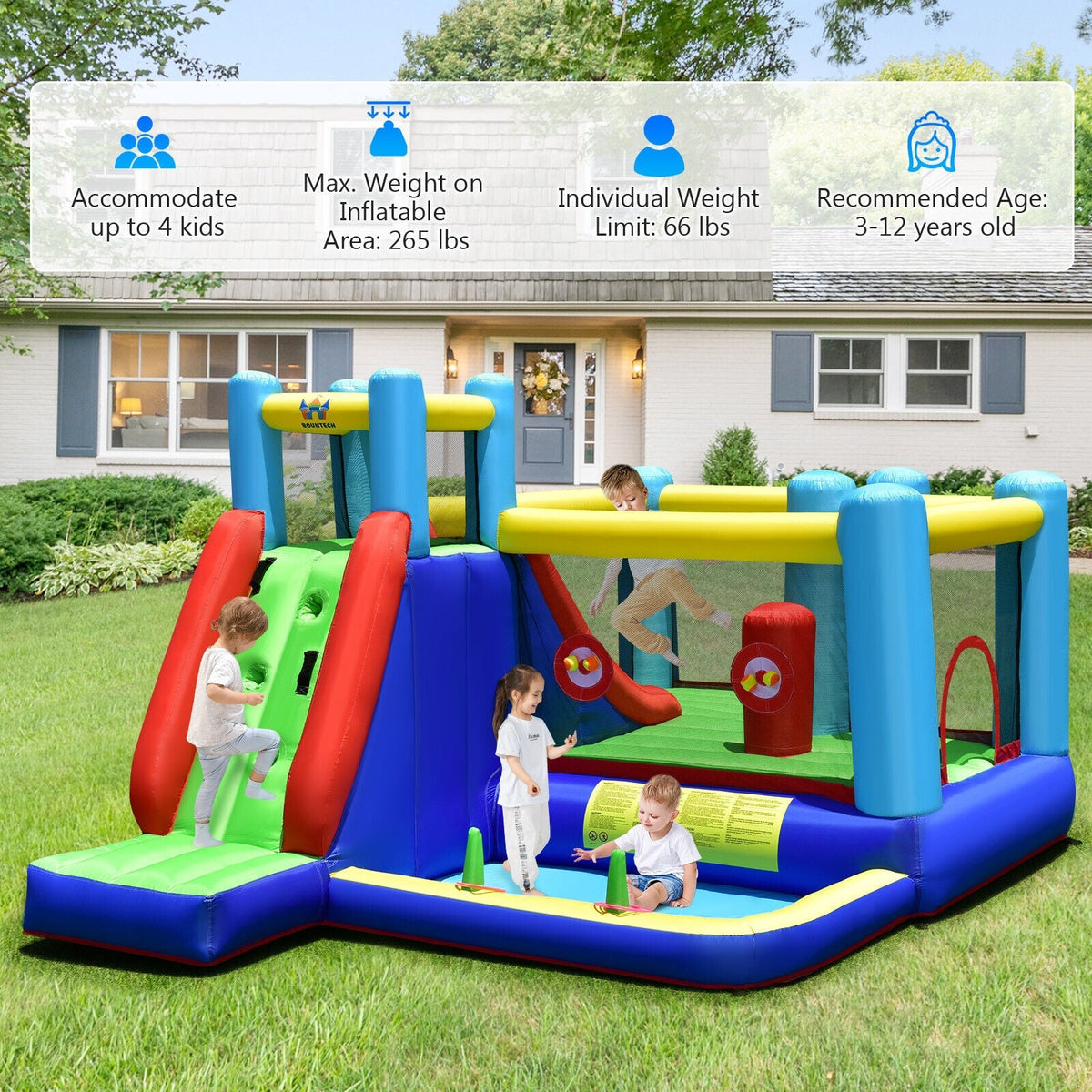 Inflatable Bounce House with 735W Blower