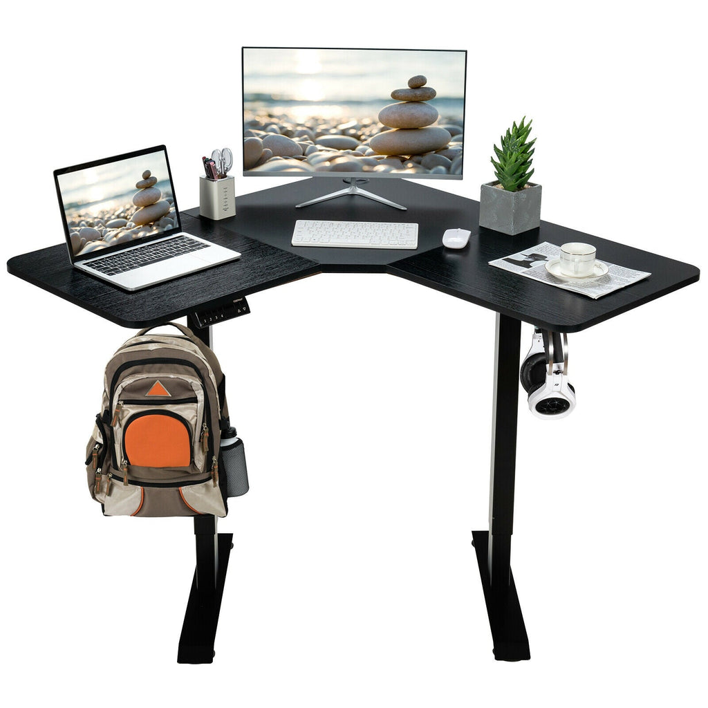 L-shaped Electric Standing Desk with 4 Memory Positions and LCD Display