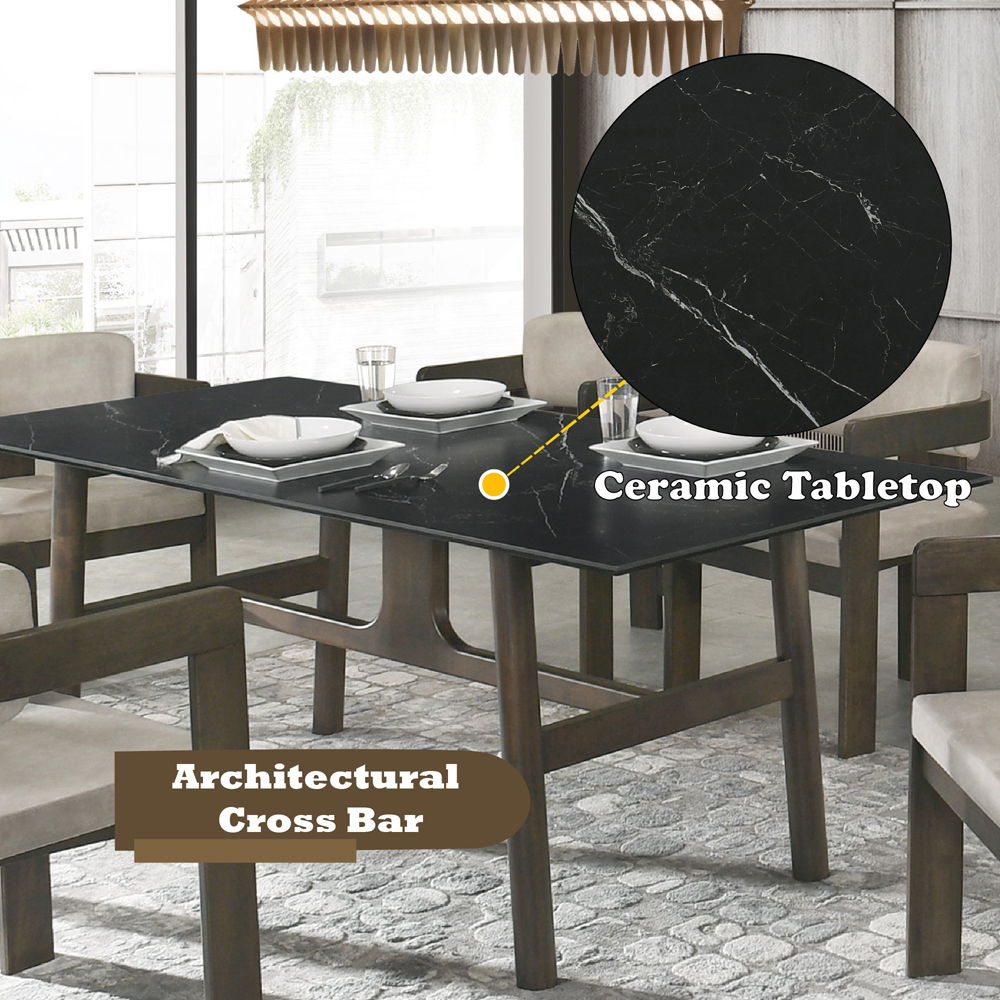 Destin - Dining Table - Sintered Stone & Walnut