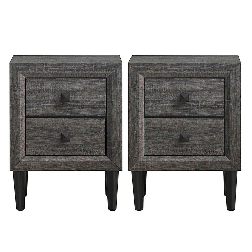 2PCS Nightstand W/2 Drawer Multipurpose