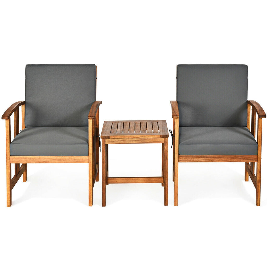 3PC Solid Wood Outdoor Patio Sofa Furniture Set