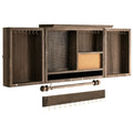 Vintage Wood Wall Mounted Jewelry Organizer with Barn Door-Brown