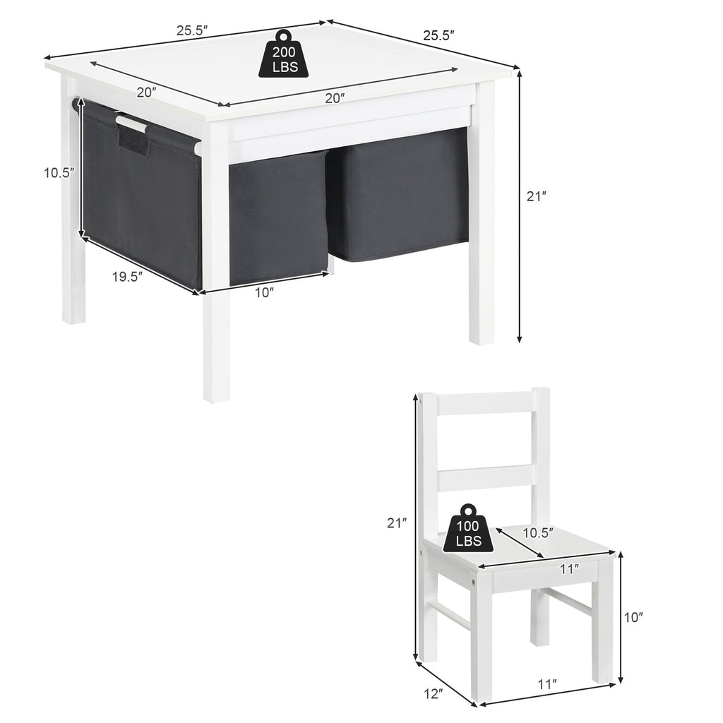 2-in-1 Kids Activity Table and 2 Chairs Set with Storage Building Block Table
