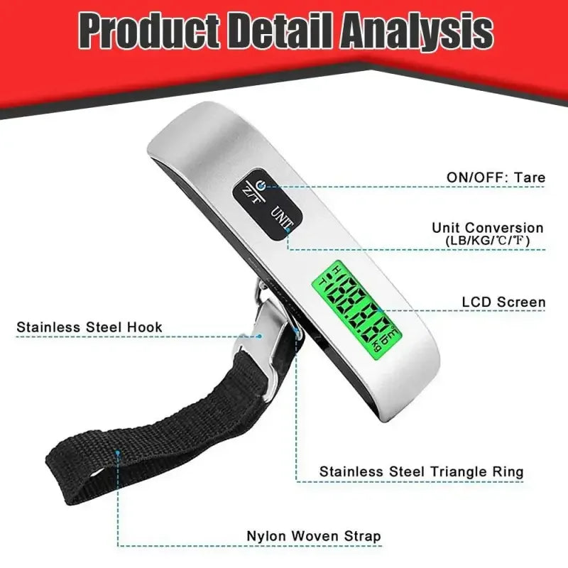 Sleek Digital Luggage Scale for 110lb 50kg Portable Convenience