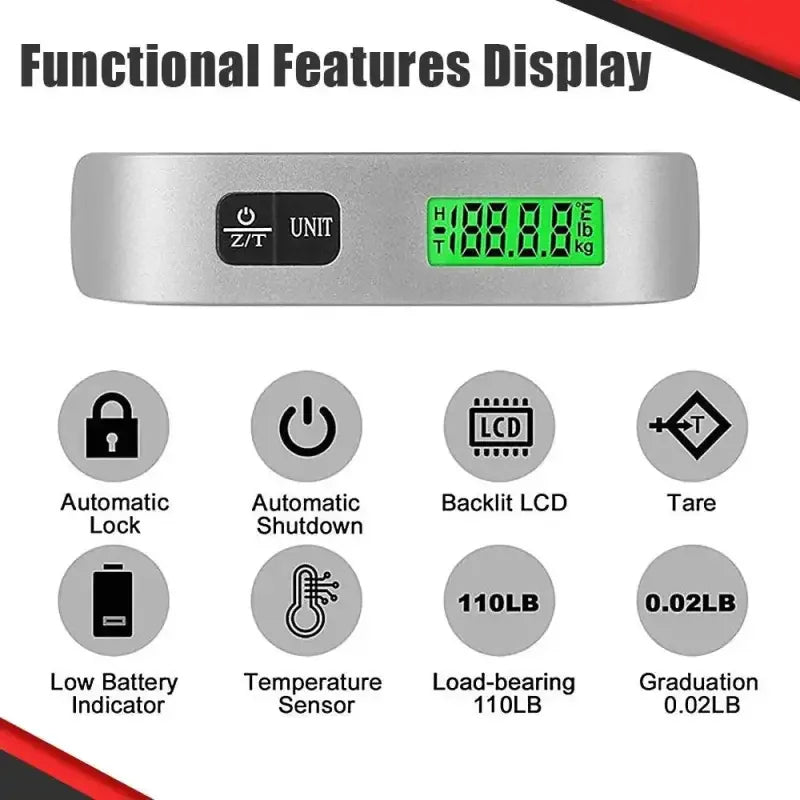 Sleek Digital Luggage Scale for 110lb 50kg Portable Convenience