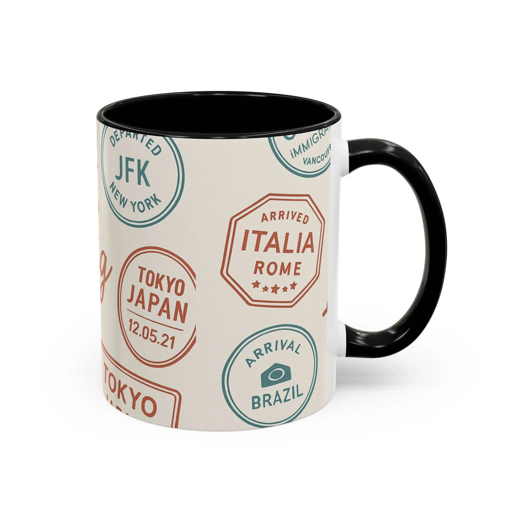 Pack Light, Live Big – Wanderlust Mug with Passport Stamp Collection