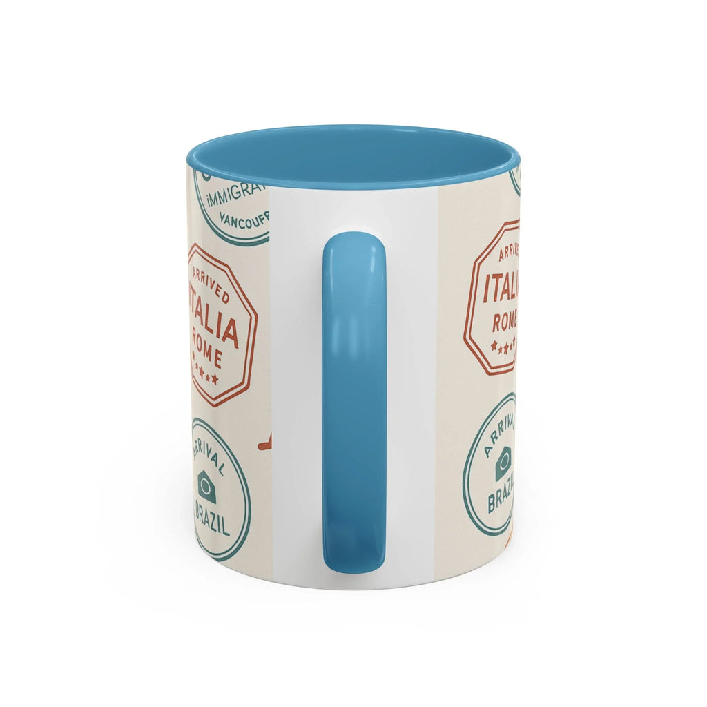 Pack Light, Live Big – Wanderlust Mug with Passport Stamp Collection