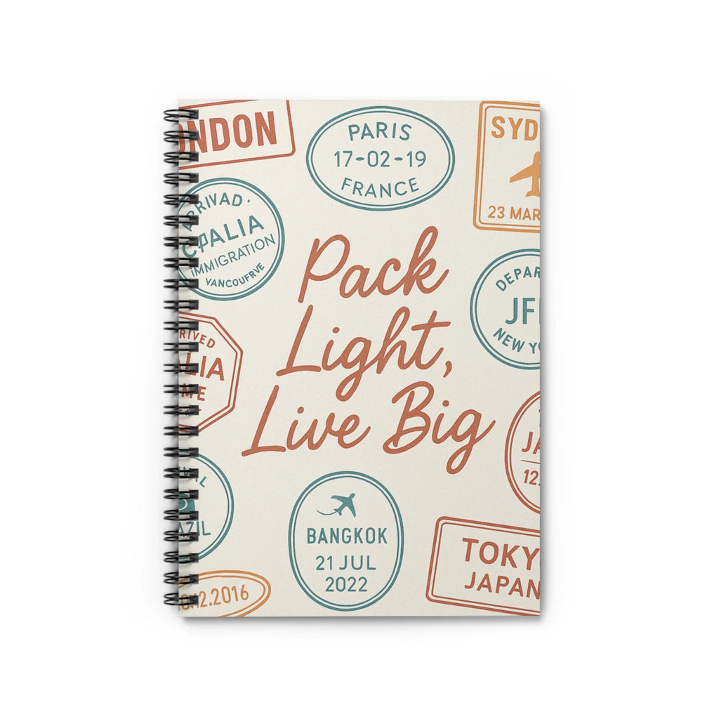 Travel-Themed Spiral Notebook - "Pack Light, Live Big" - Perfect for Adventurers & Journaling