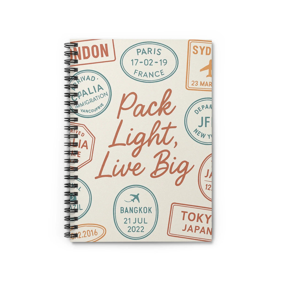 Travel-Themed Spiral Notebook - "Pack Light, Live Big" - Perfect for Adventurers & Journaling