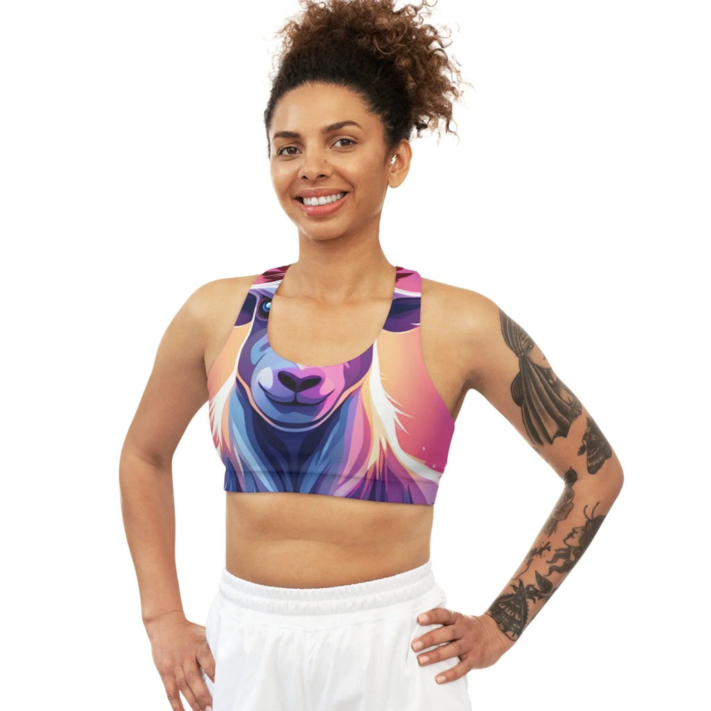 Vibrant Goat-Themed Sports Bra: Energize Your Workout with Playful Style