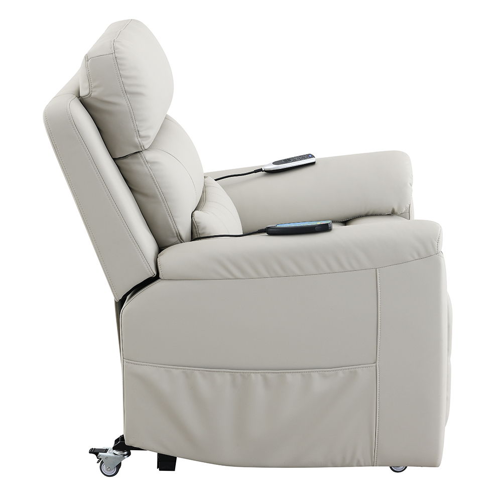Marsha - Power Recliner With Lift & Massage - Light Gray Leather