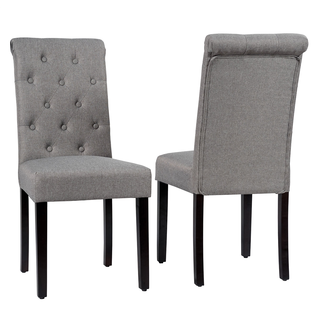 2 Pieces Tufted Dining Chair Set with Adjustable Anti-Slip Foot Pads