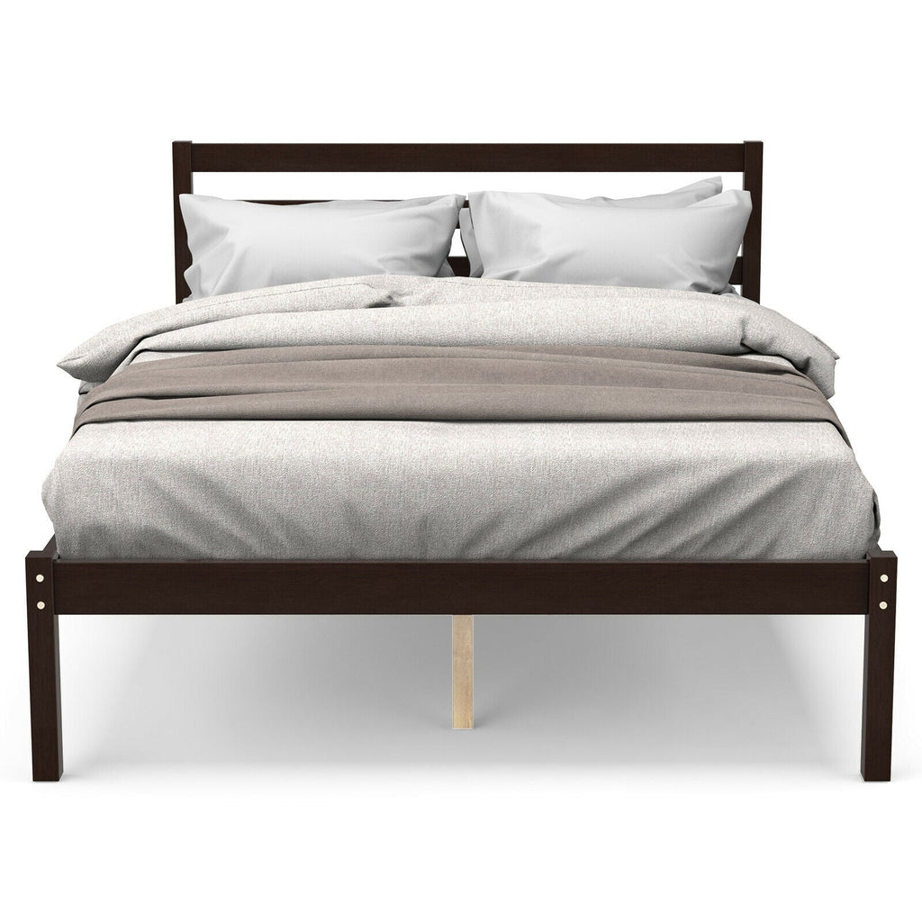 Full Size Bed frame Foundation with Solid Wooden Slat Suppor