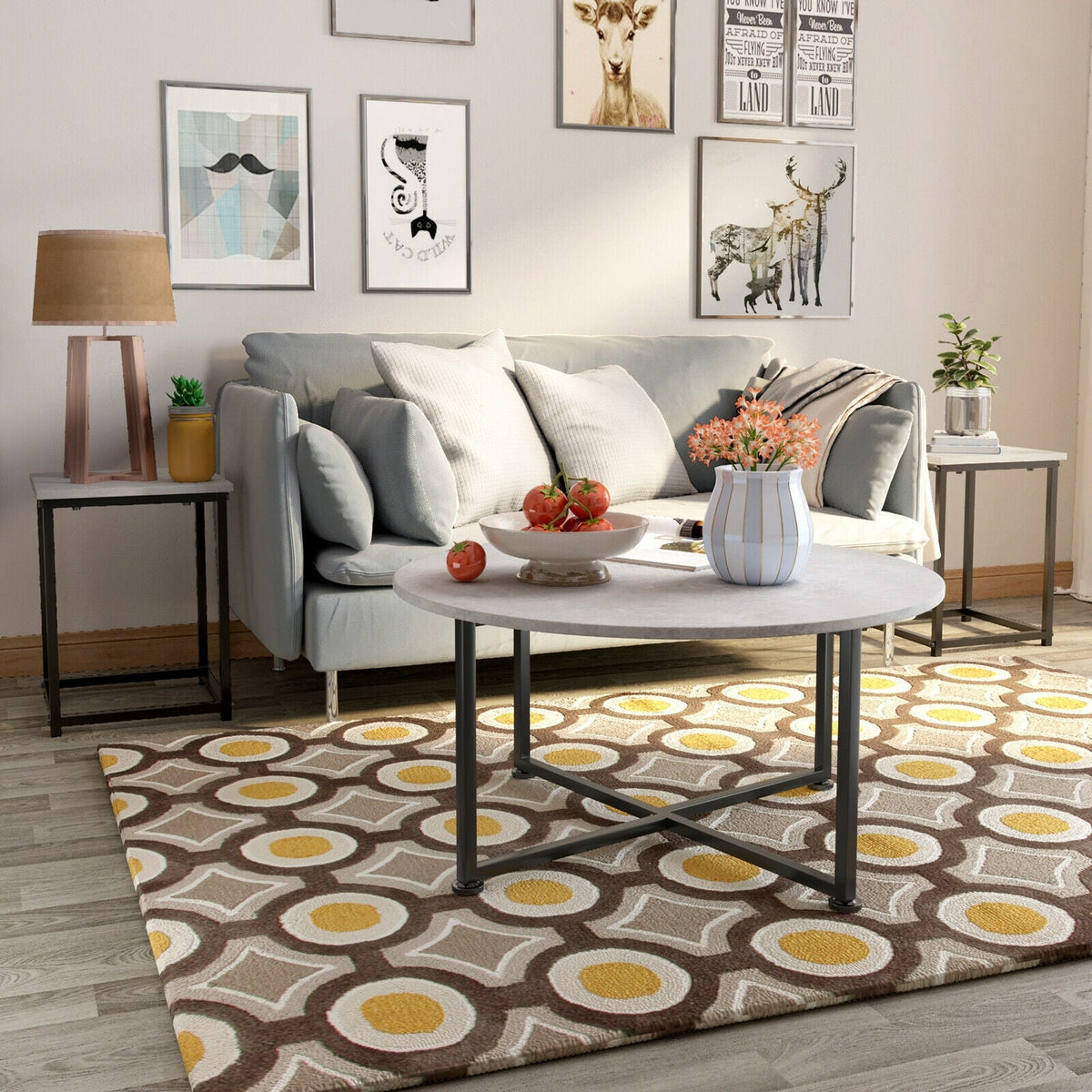 3-Piece Modern Faux Marble Coffee Table Set for Living Room
