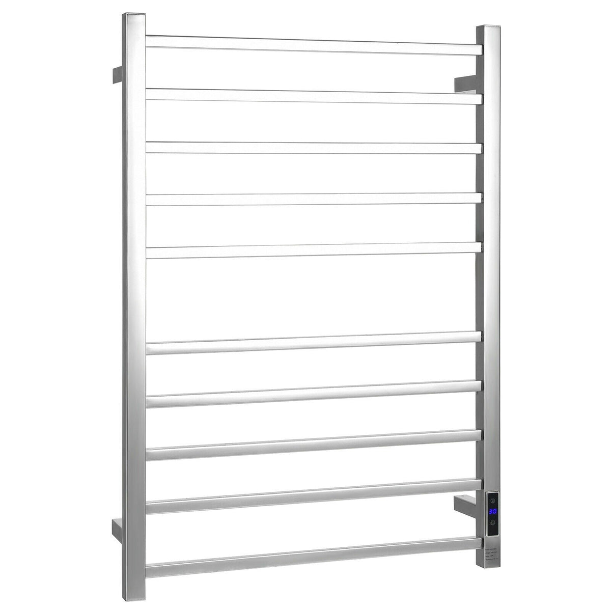 10 Bar Towel Warmer Wall Mounted Electric Heated Towel Rack with Built-in Timer-Silver