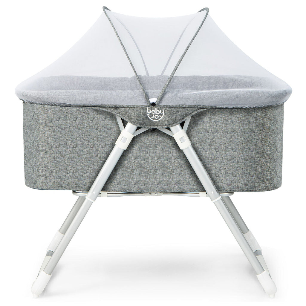 2-In-1 Baby Bassinet with Mattress and Net-Gray