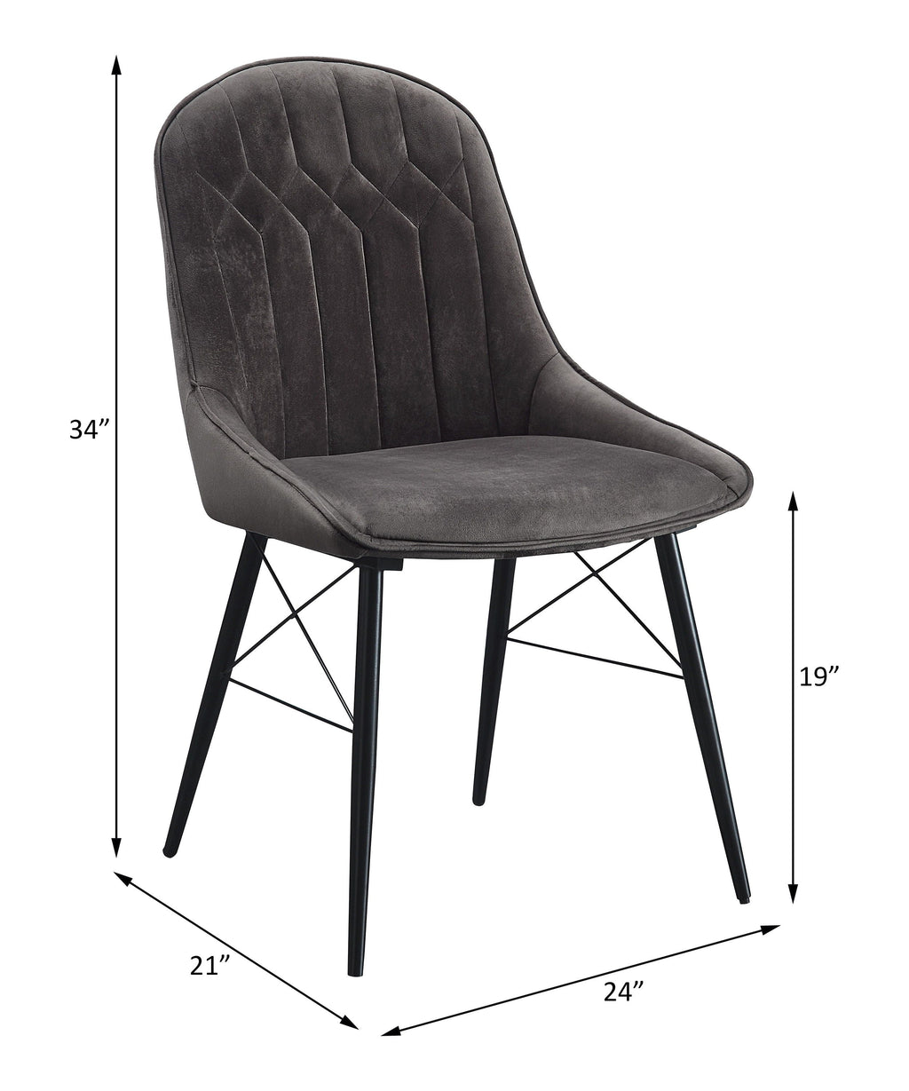 Abraham - Side Chair (Set of 2) - Dark Gray Fabric & Black