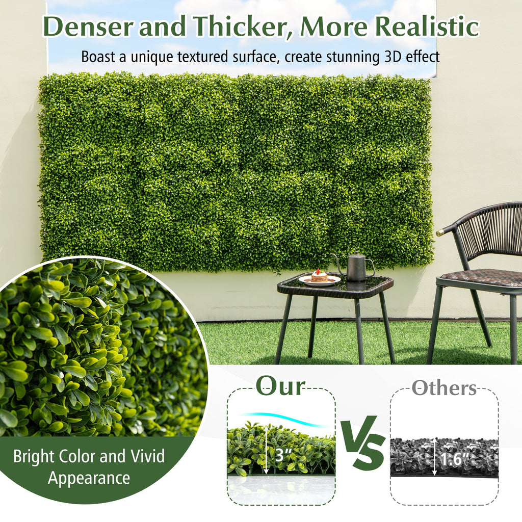 12-Pieces 20 Inch x 20 Inch Artificial Hedge Boxwood Panels