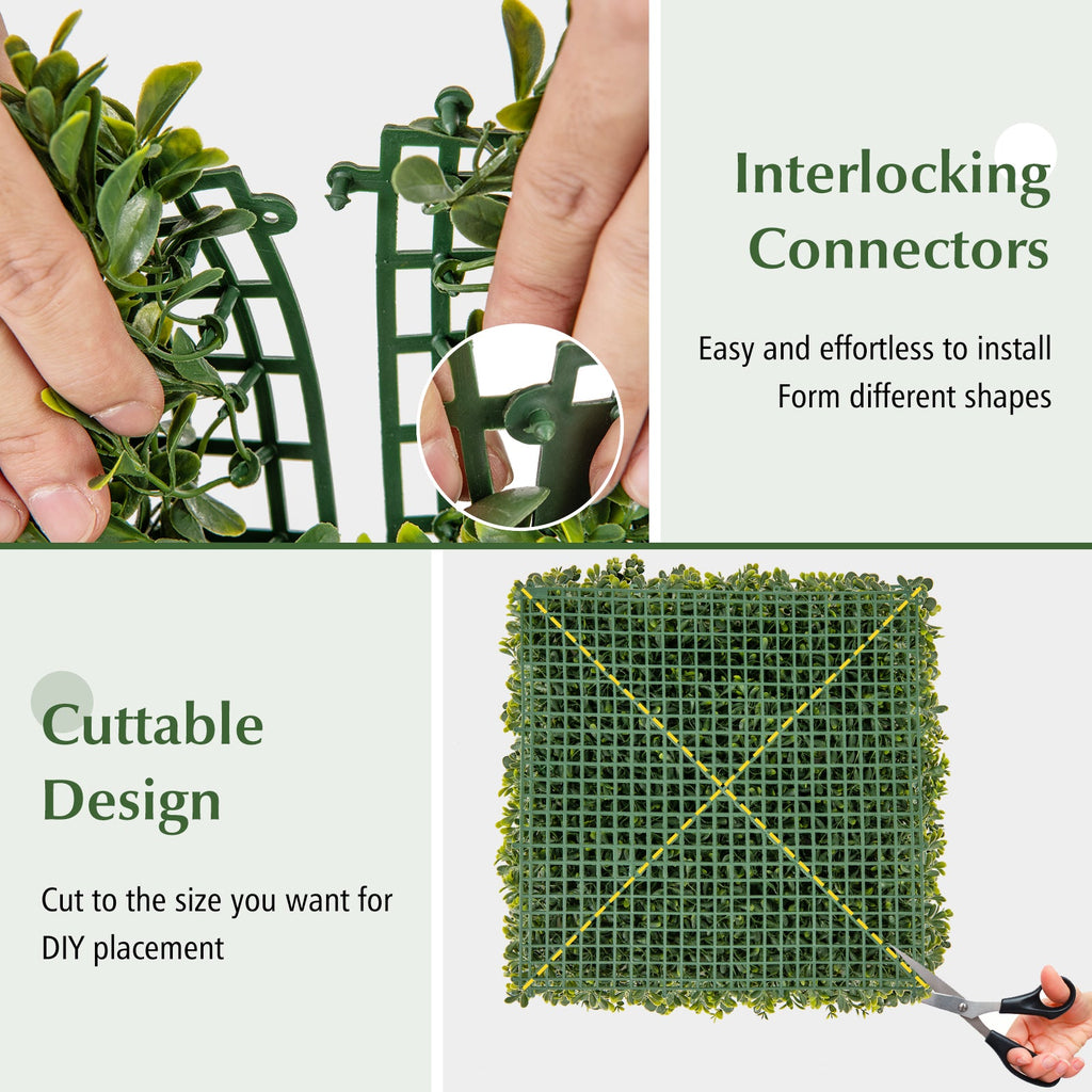 12-Pieces 20 Inch x 20 Inch Artificial Hedge Boxwood Panels