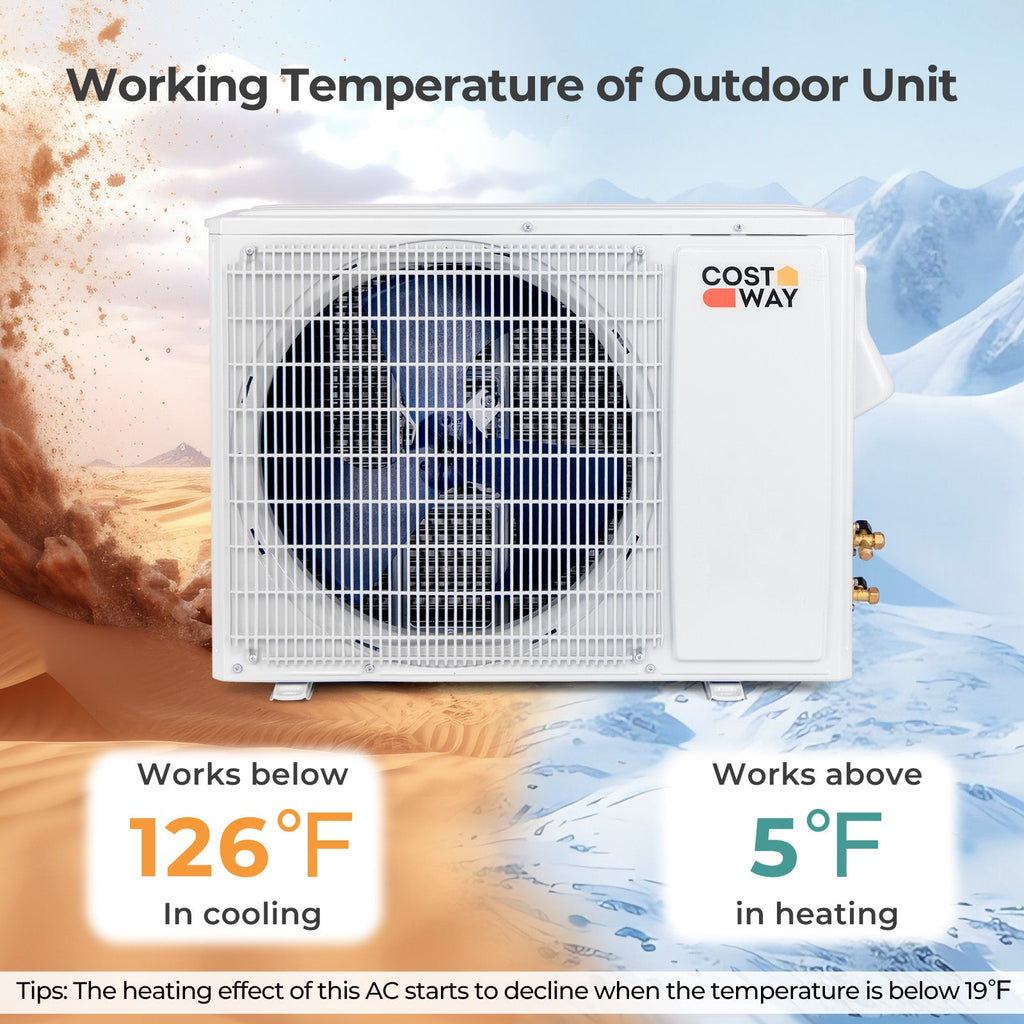 12000 BTU 22 SEER2 208-230V Wifi Enabled Mini Split Air Conditioner and Heater Black