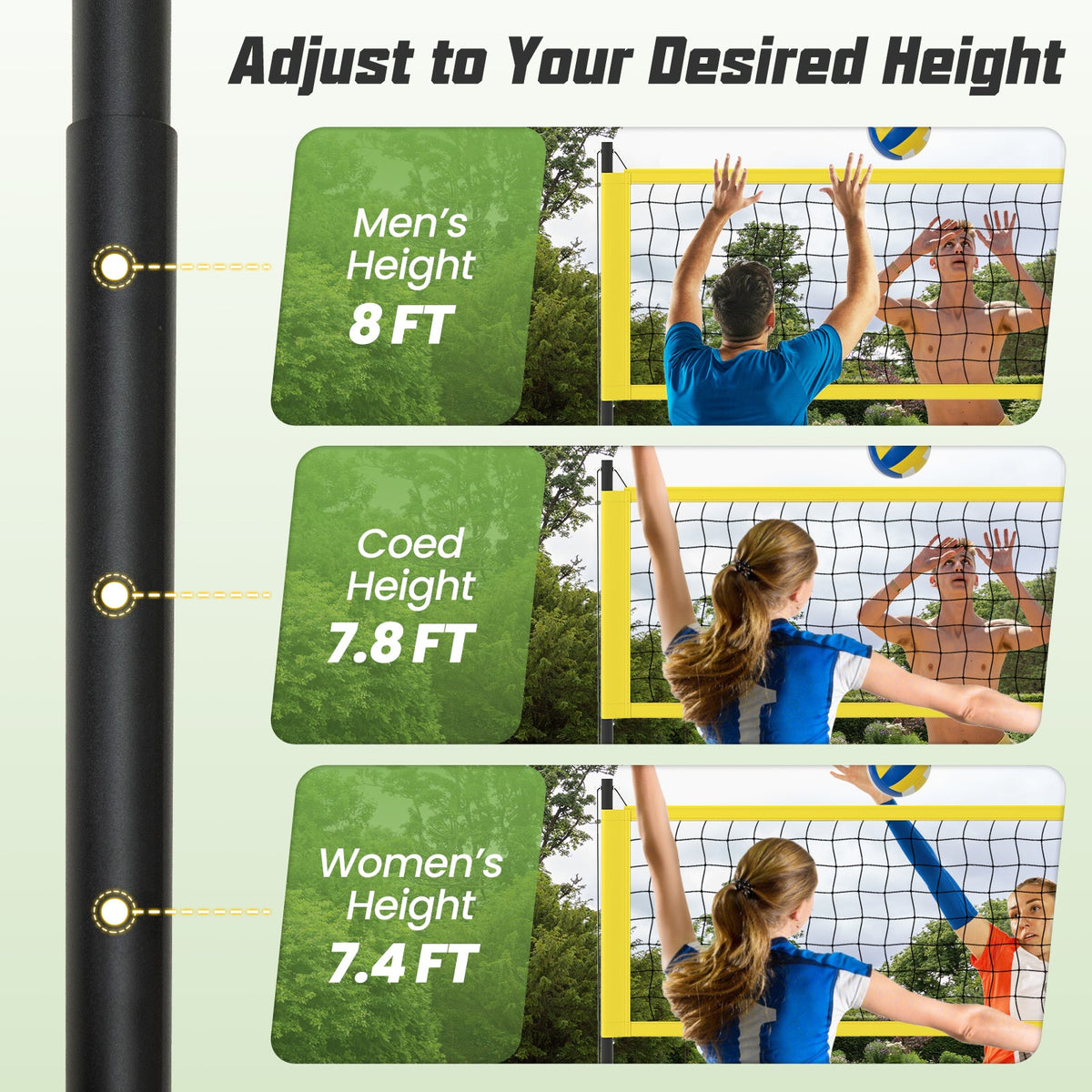 Portable Outdoor Volleyball Net Set Heavy-Duty Volleyball Net System