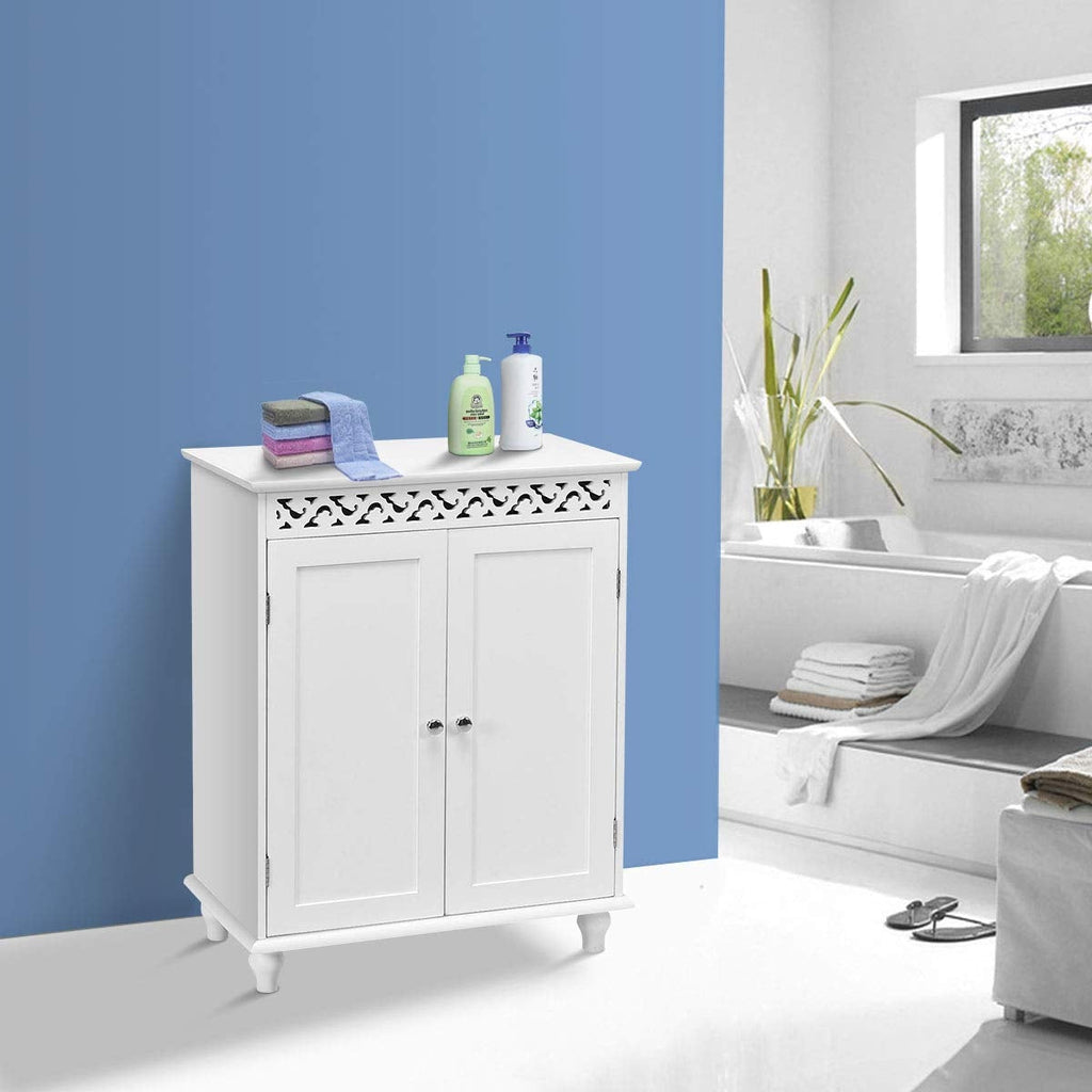 White Wooden 2-Door Storage Cabinet Cupboard