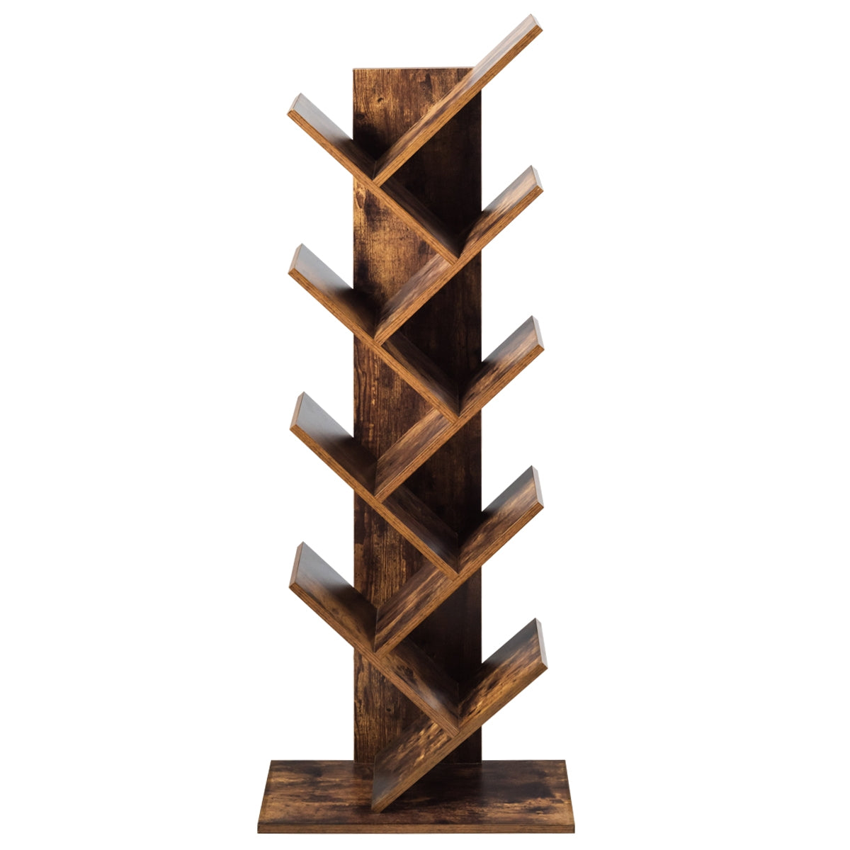 8-Tier Free Standing Tree Bookshelf-Coffee
