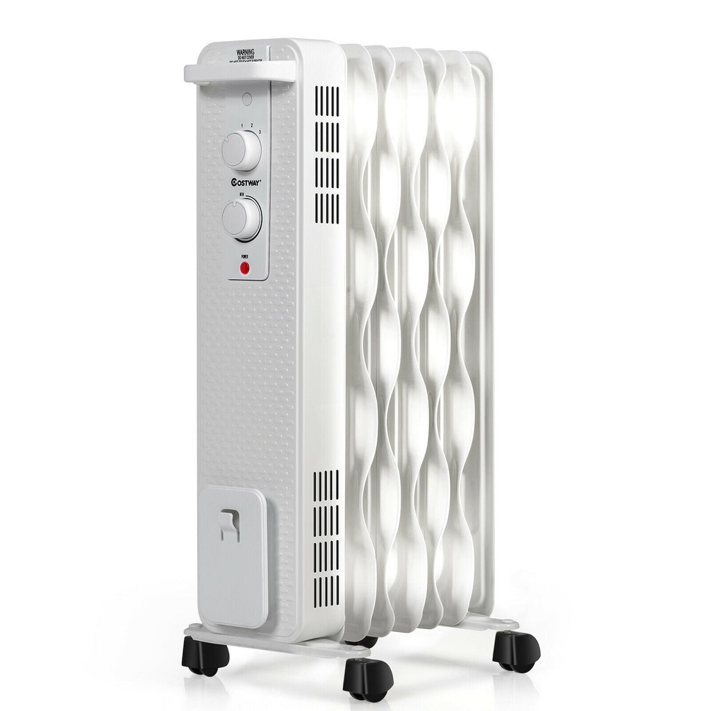 1500 W Oil-Filled Heater Portable Radiator Space Heater with Adjustable Thermostat