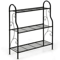 3-Tier Scrollwork Designed Metal Plant Stand-Black