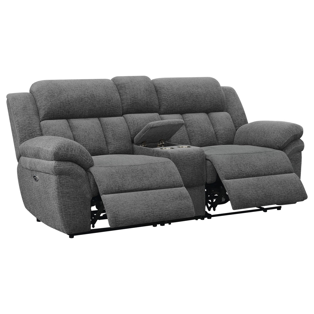 Bahrain Upholstered Power Loveseat Charcoal