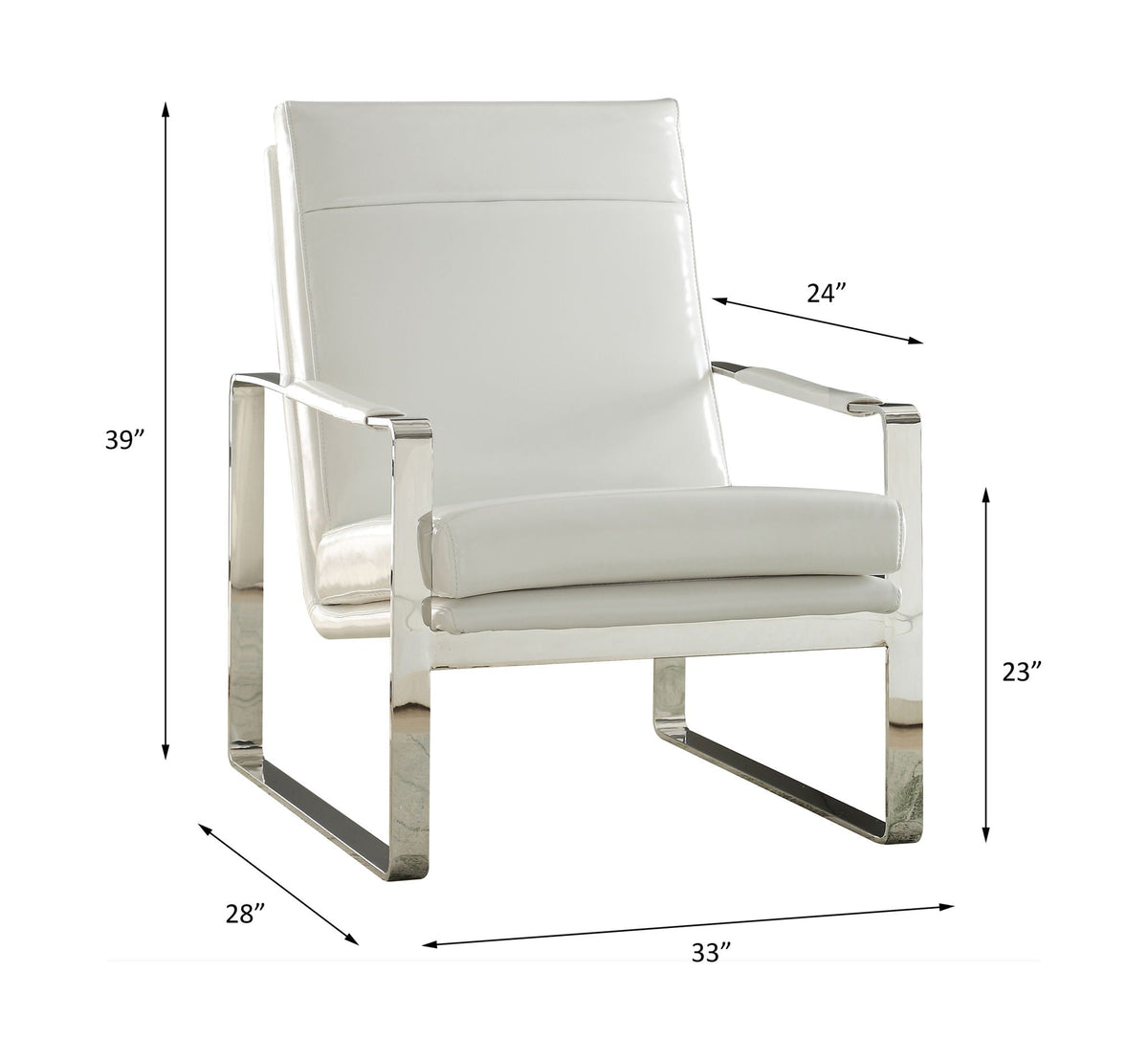 Rafael - Accent Chair - White Synthetic Leather & Stainless Steel