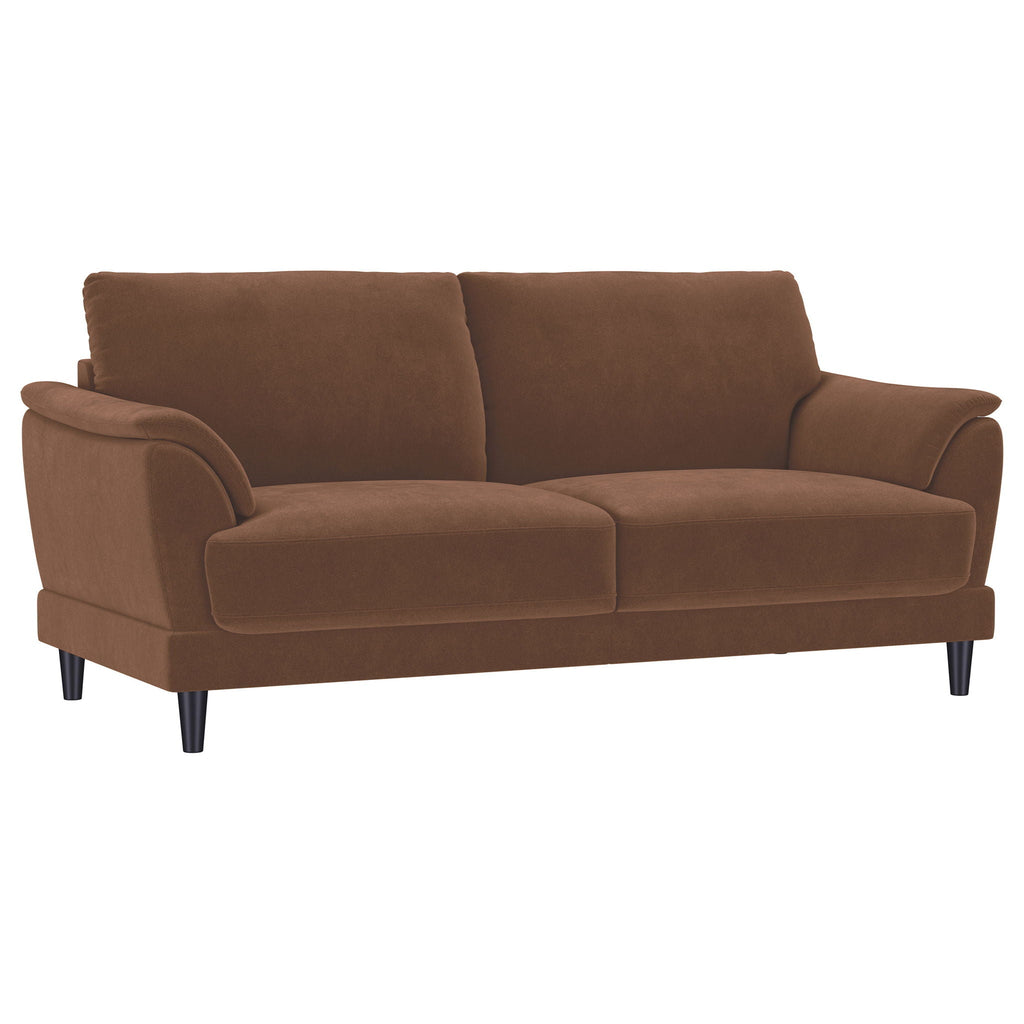Selma Velvet Upholstered Crescent Arm Sofa Rust