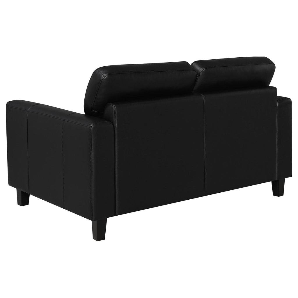 Scotland Faux Leather Upholstered Track Arm Loveseat Black