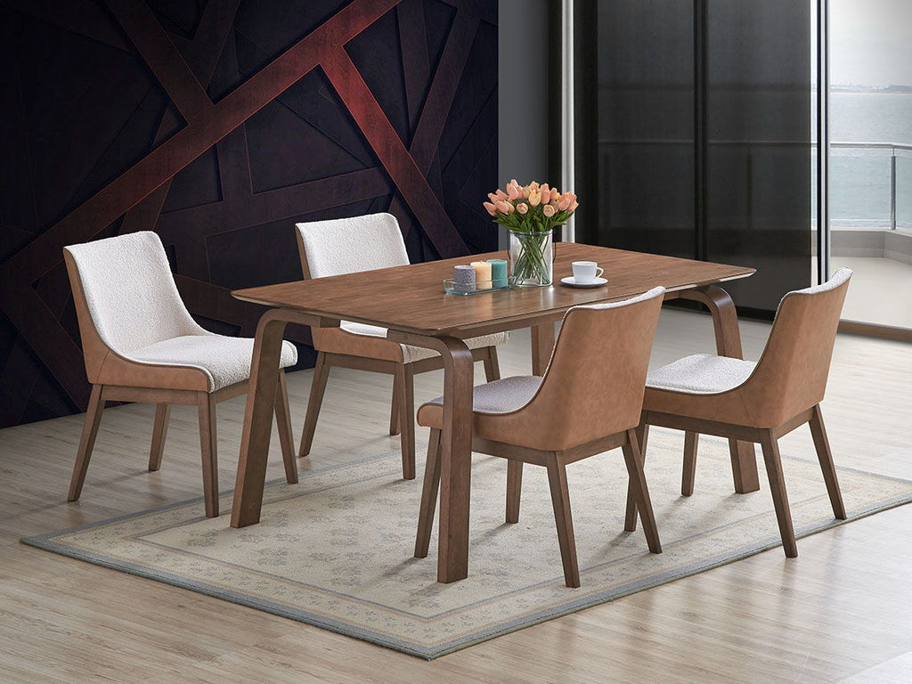 Ginny - 5 Piece With Side Chairs Dining Room Set - Walnut