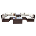 Comfortable Modern Patio Rattan Sectional Set With Cushions