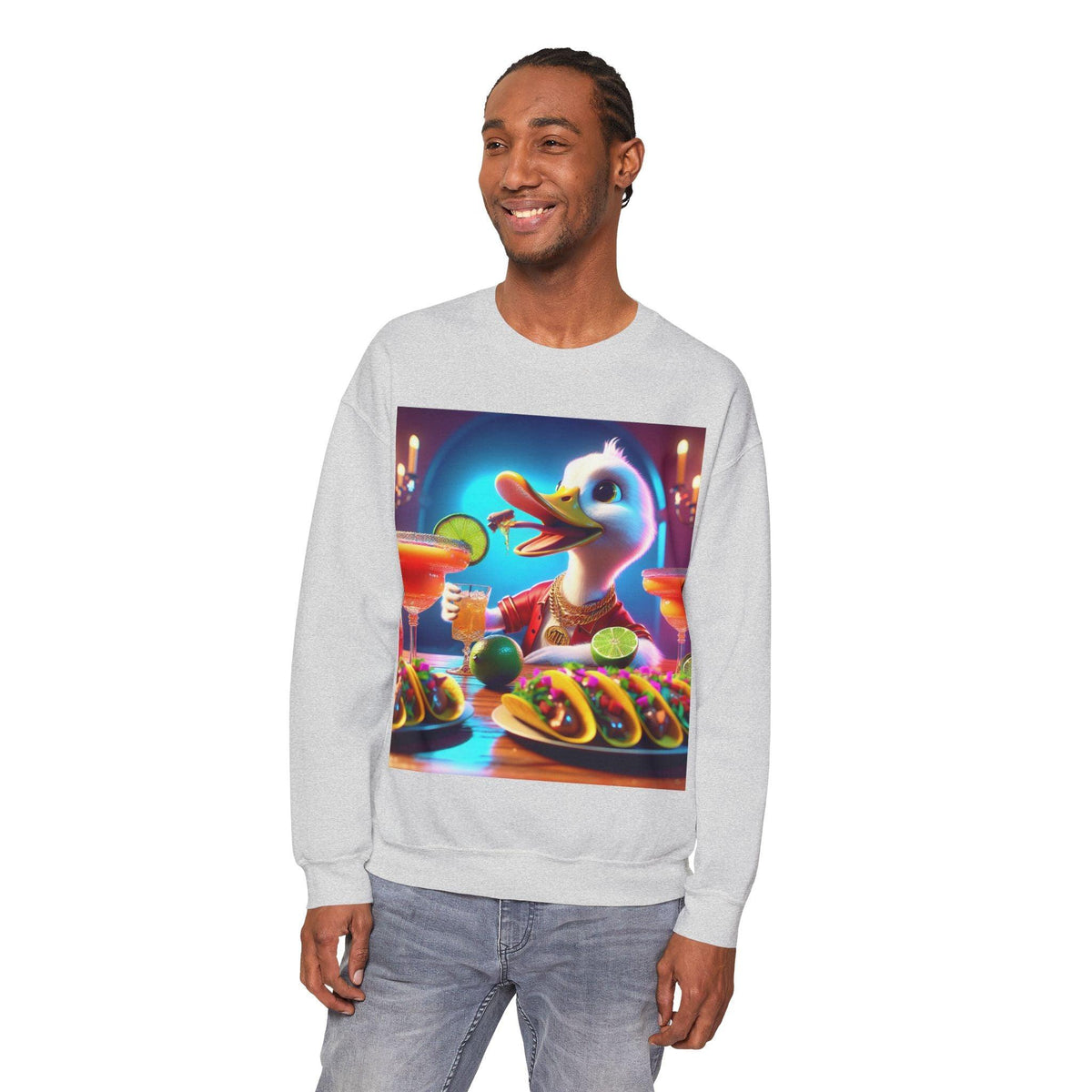 Sweatshirt: Gangster Duck Taco and Margarita Party Seasonal Seller Unisex Heavy Blend