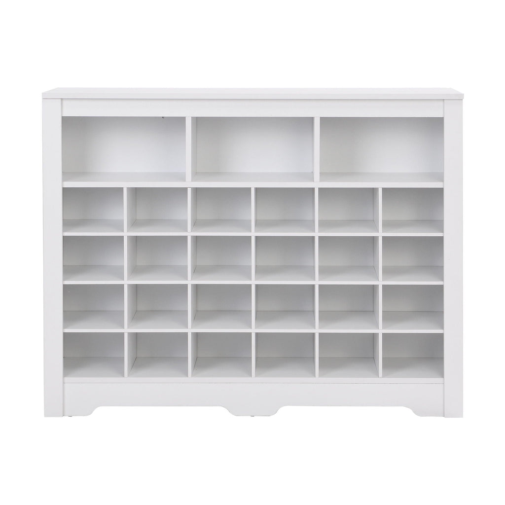 24 Shoe Cubby Console, Shoe Cabinet - White