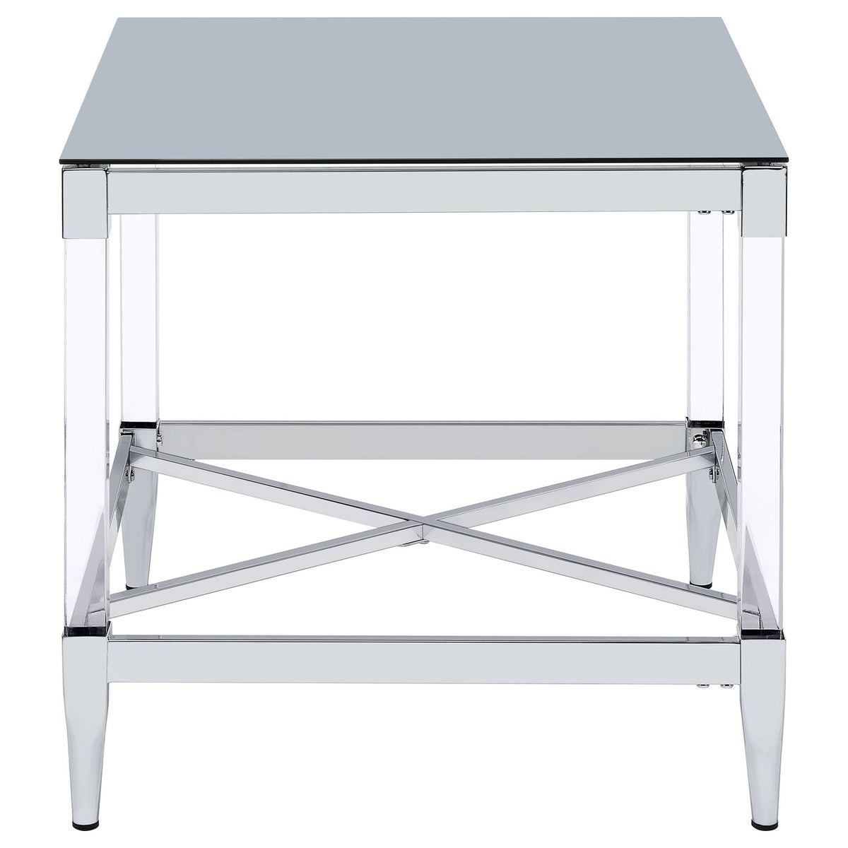 Lindley Square Tempered Mirror Acrylic Side End Table Chrome