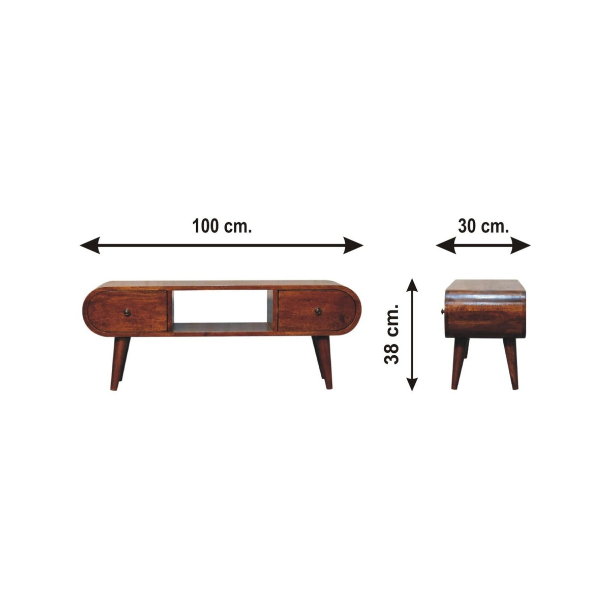 Solid Wood Circular TV Unit