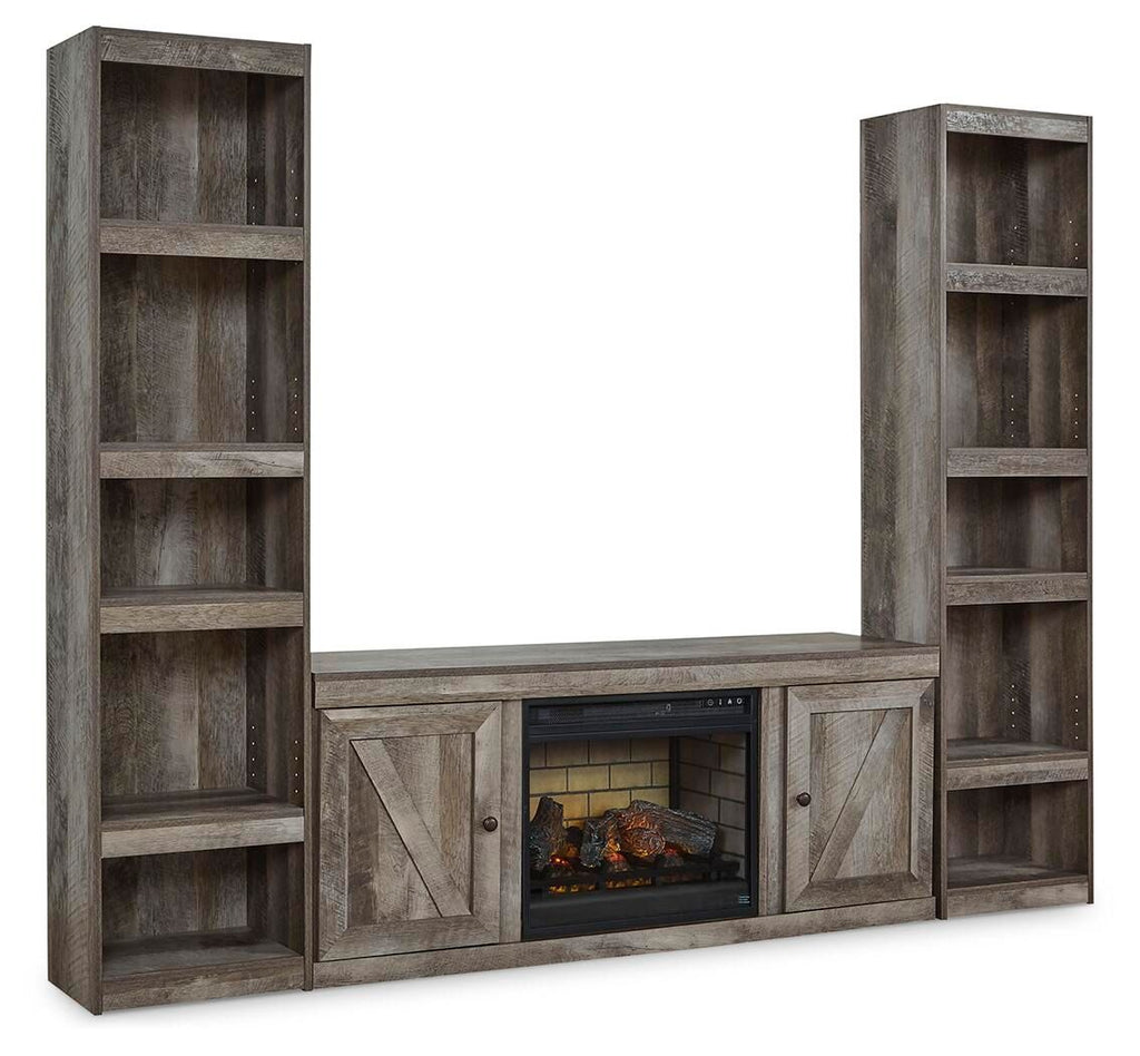 Wynnlow - 3-Piece Entertainment Center With Electric Fireplace - Gray