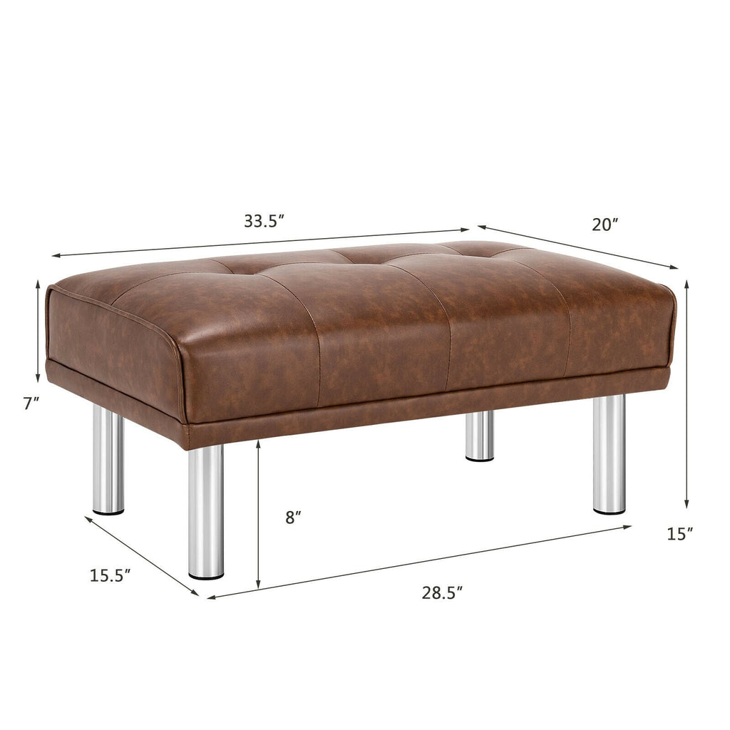 Rectangle Tufted Ottoman with Stainless Steel Legs for Living Room