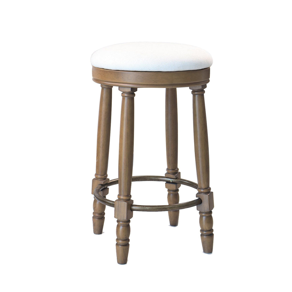 360° Swivel Wooden Barstools With Upholstered Seat, Counter Height (Set of 2)