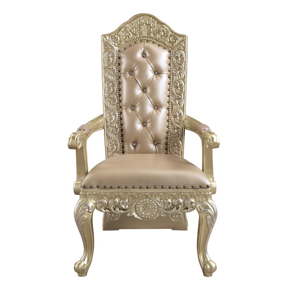 Vatican - Arm Chair (Set of 2) - Synthetic Leather & Champagne Silver