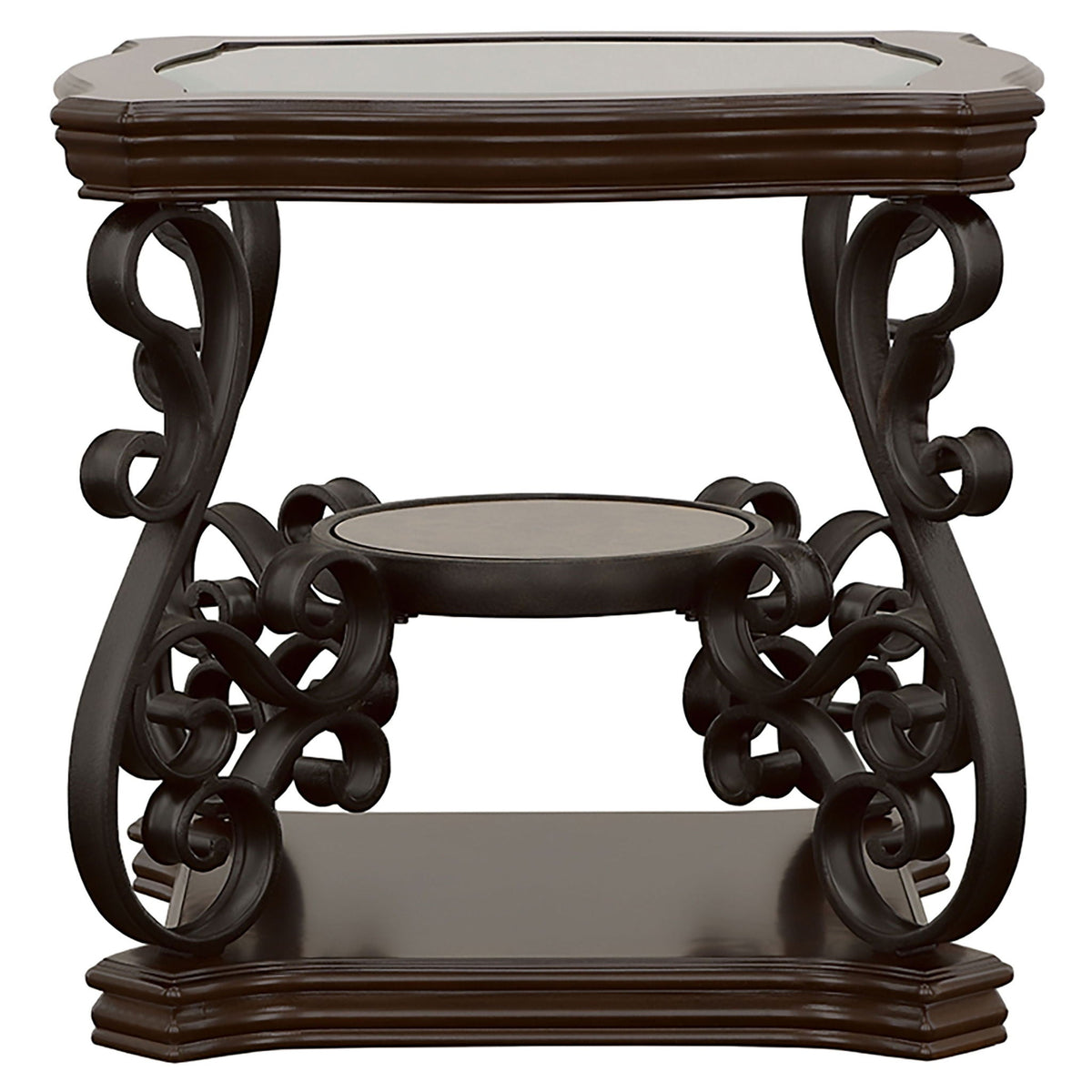Laney 1-shelf Glass Top Square End Table Deep Merlot