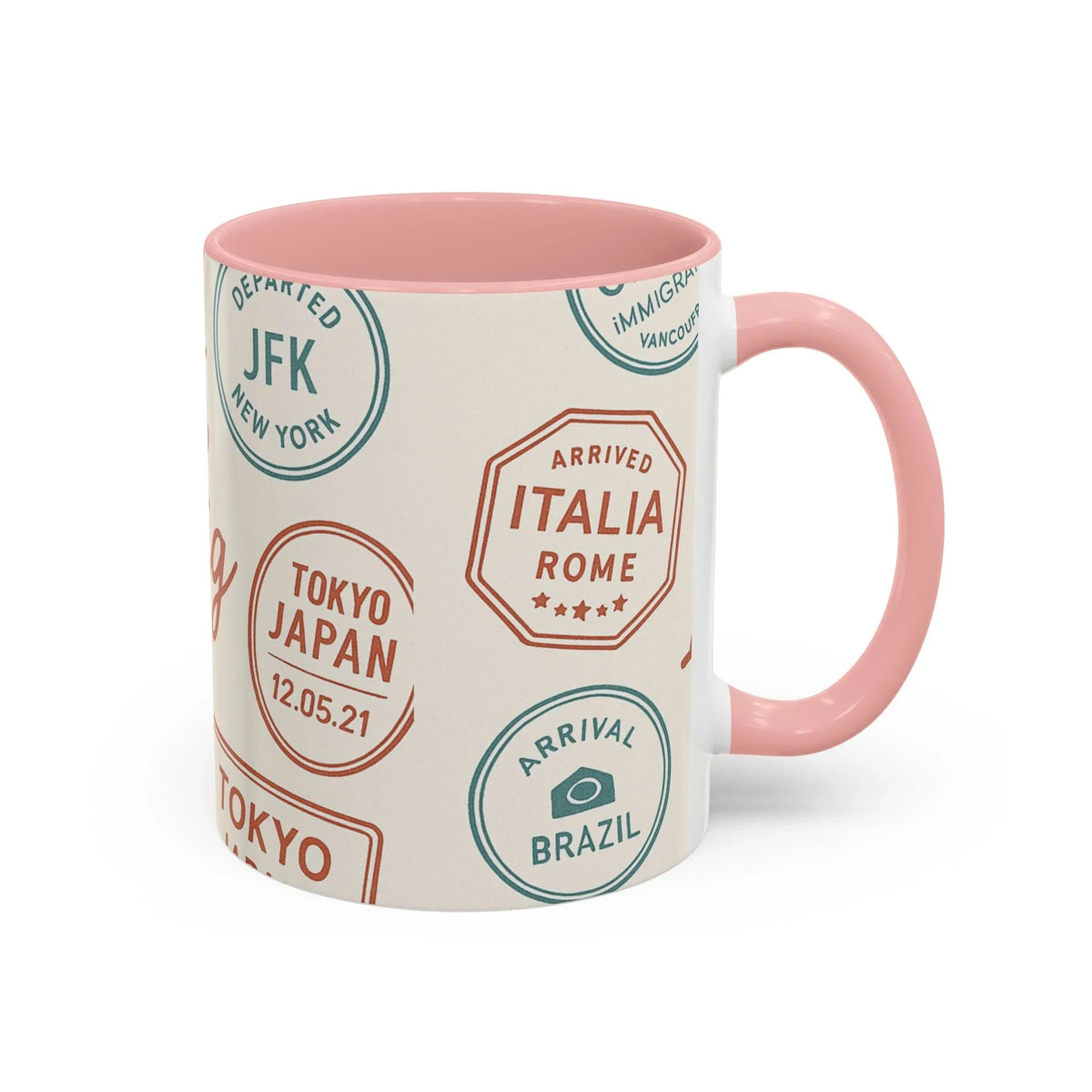 Pack Light, Live Big – Wanderlust Mug with Passport Stamp Collection