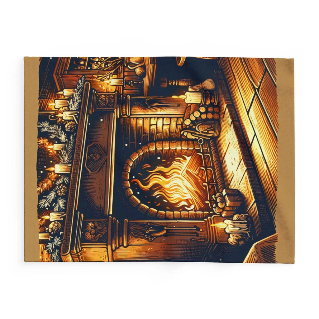 Fleece Blanket with Sizzling Fireplace Design