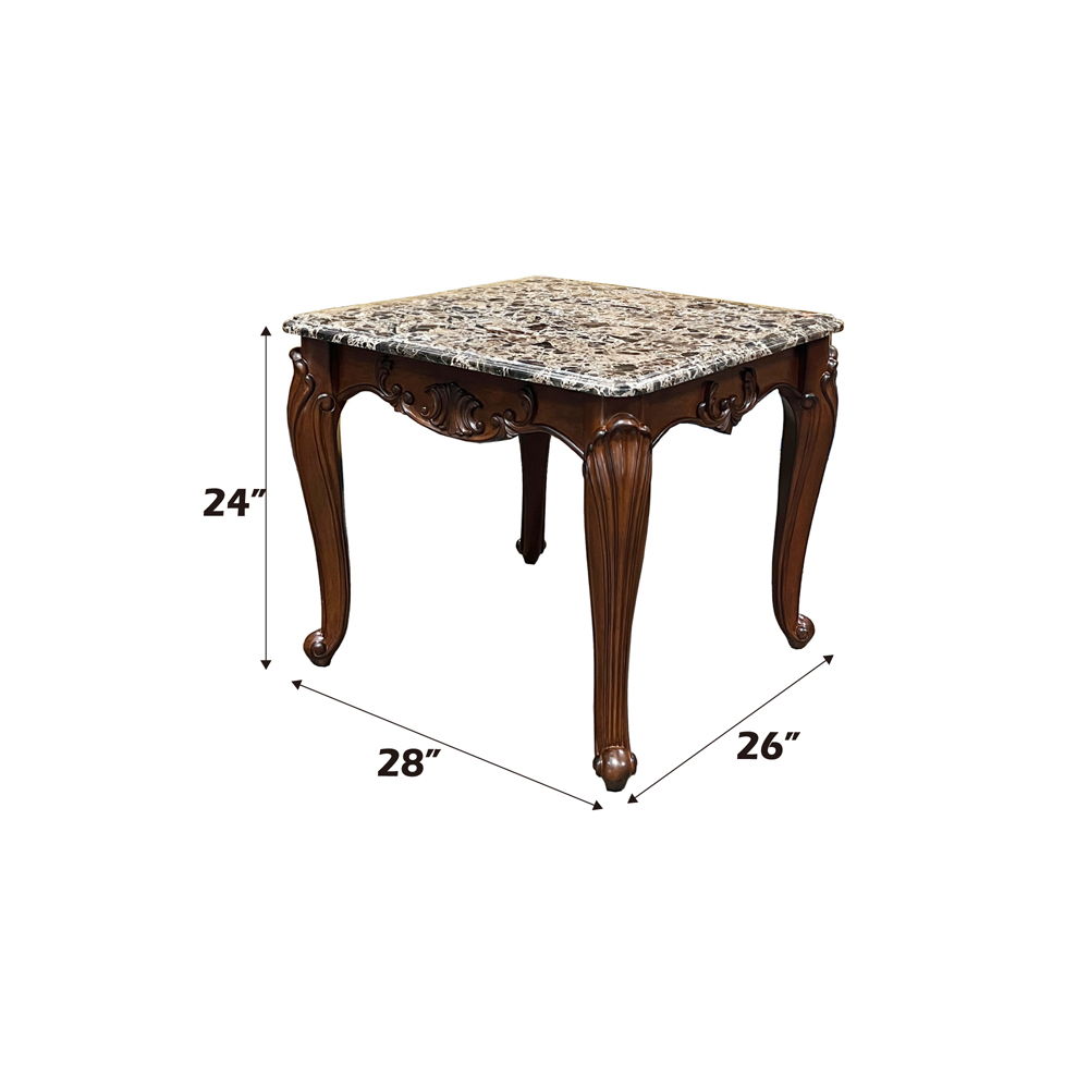 Nayla - End Table - Natural Marble Top & Cherry