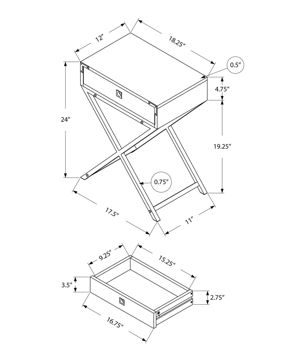 Accent Side Table, Storage Drawer, Stylish Design Contemporary & Modern