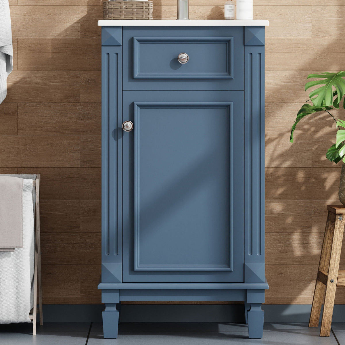 Bathroom Vanity With Sink, Soft-Closing Door, Adjustable Shelf